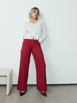 Next Red Wide Leg Jeans New