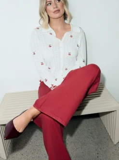 Next Red Wide Leg Jeans New