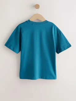 Next Red/Blue/Navy/Neutral Relaxed Fit Short Sleeves T-Shirts 4 Pack (3-16yrs) Discount