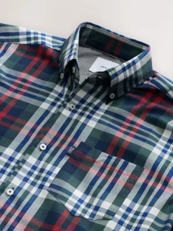 Next Regular Fit Easy Iron Button Down Oxford Shirt Red/Green Best