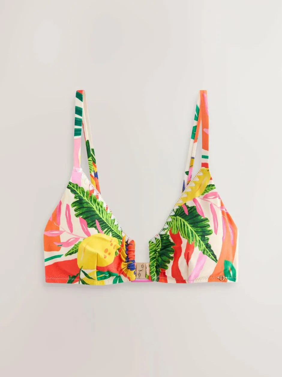 Next Red/Green Tropical Whipstitch Crop Bikini Top Discount