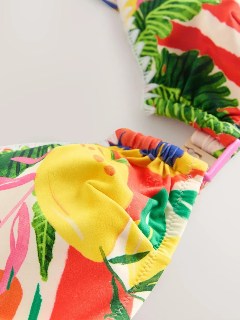 Next Red/Green Tropical Whipstitch Crop Bikini Top Discount