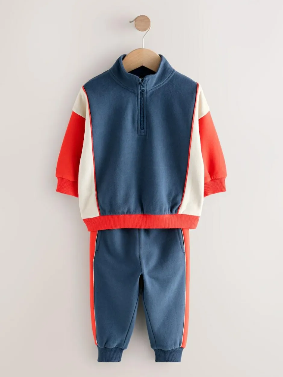 Next Half Zip Top and Joggers Set (3mths-7yrs) Red/Navy Online