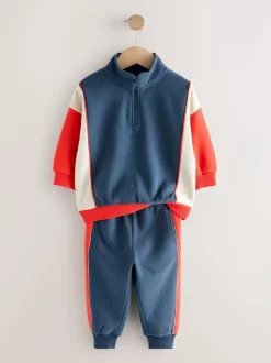 Next Half Zip Top and Joggers Set (3mths-7yrs) Red/Navy Online