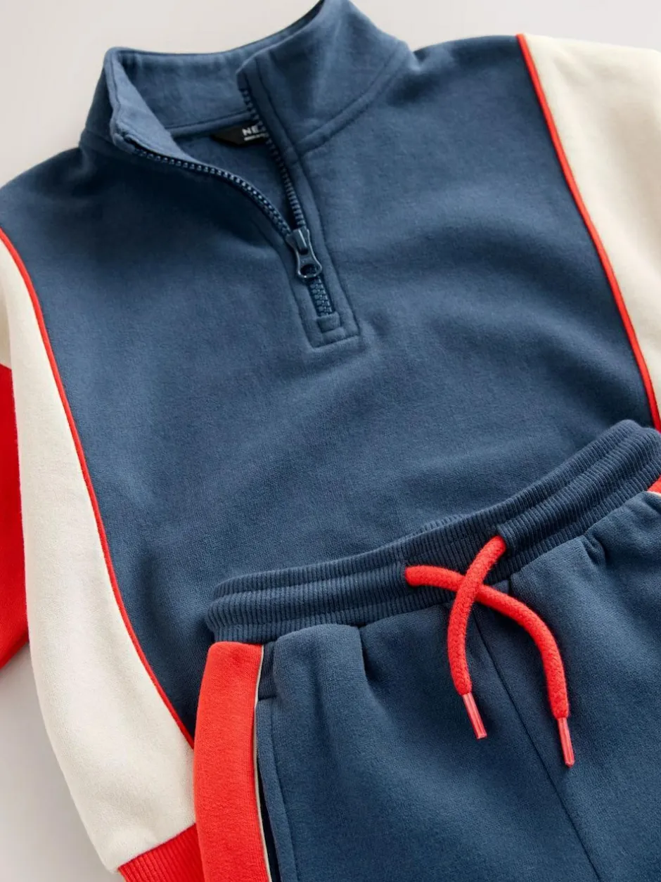 Next Half Zip Top and Joggers Set (3mths-7yrs) Red/Navy Online