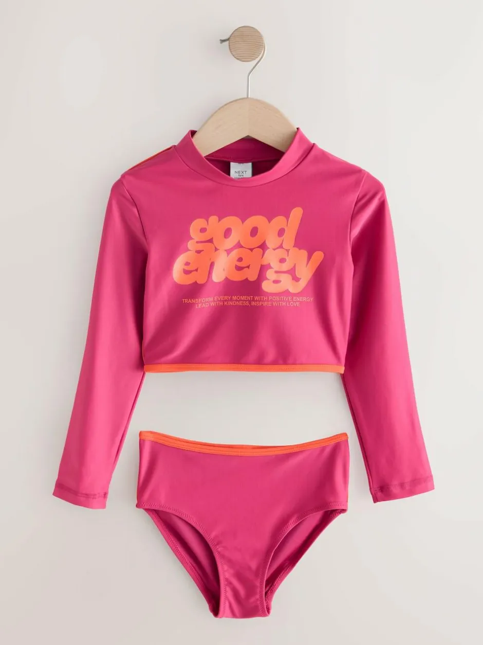 Next Red/Orange Slogan Long Sleeve Bikini (3-16yrs) Discount