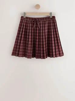 Next Pleated Pull On Mini Skirt Red/Pink Check Hot