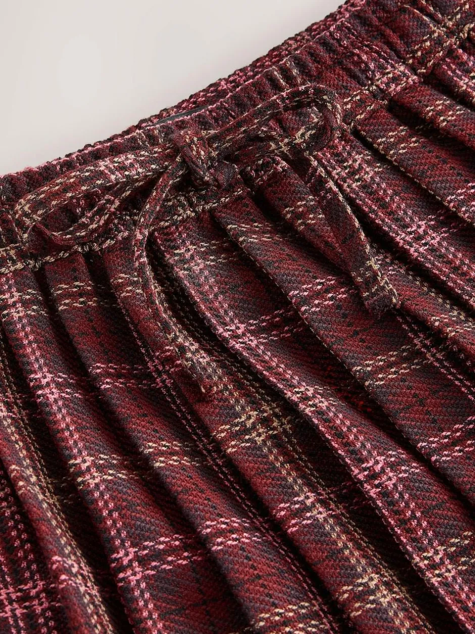 Next Pleated Pull On Mini Skirt Red/Pink Check Hot