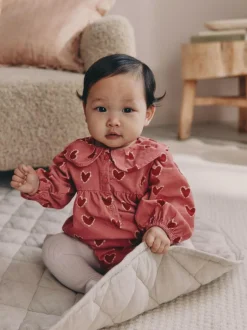 Next Red/Pink Heart Baby Bloomer Rompers Set 2 Piece with Tights (0mths-3yrs) Clearance