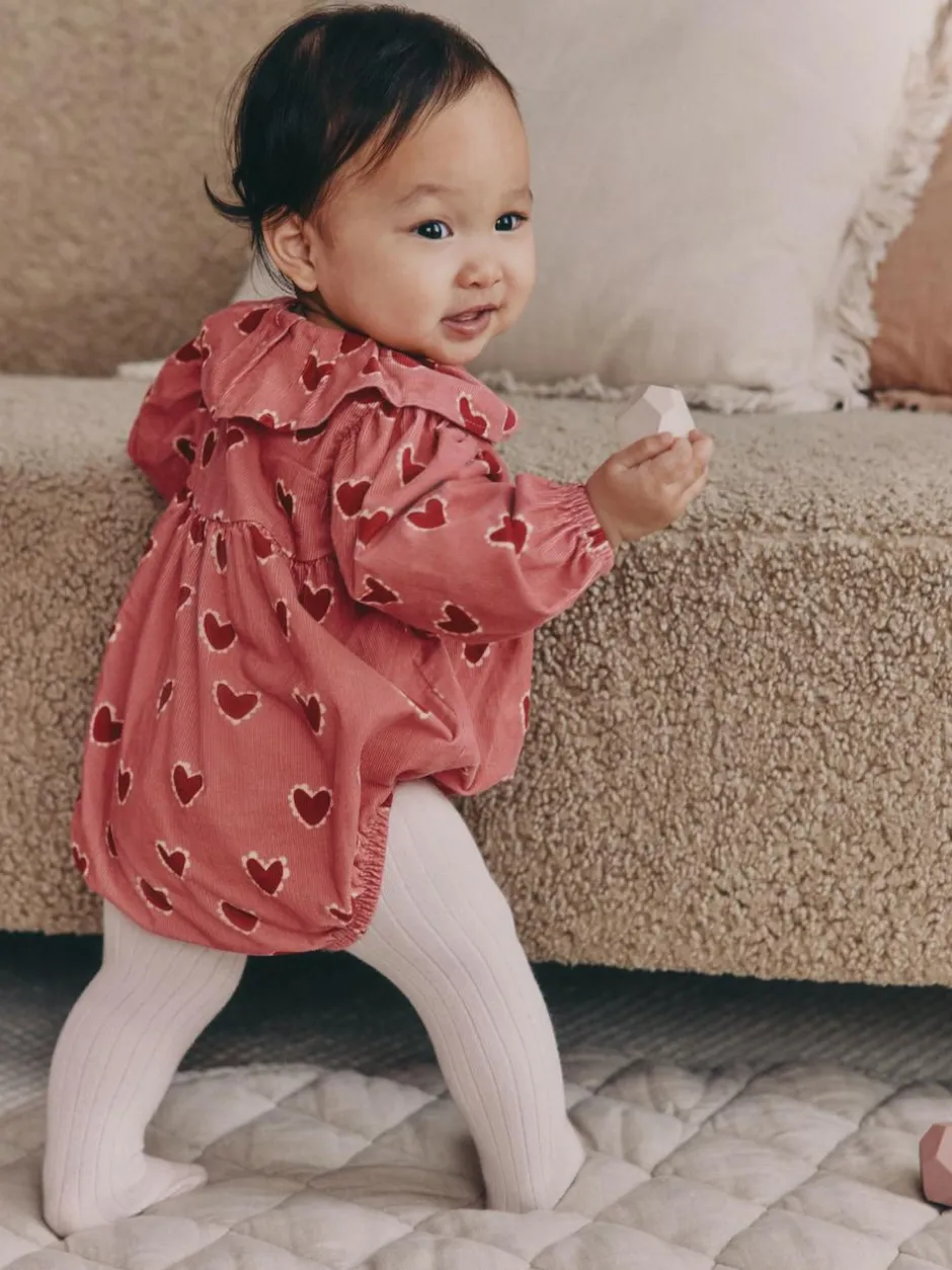 Next Red/Pink Heart Baby Bloomer Rompers Set 2 Piece with Tights (0mths-3yrs) Clearance