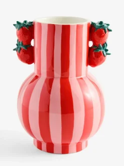 Next Red/Pink Striped Ceramic Vase with Strawberry Detail Handles Hot