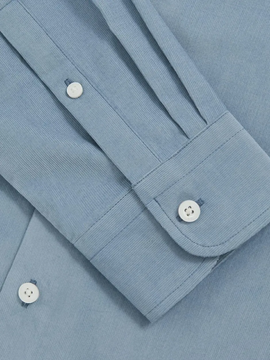 Reiss Velma Cotton Corduroy Cutaway-Collar Shirt Airforce Blue Best