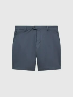 Reiss Wicket Cotton Chino Shorts with Stretch Airforce Blue Hot