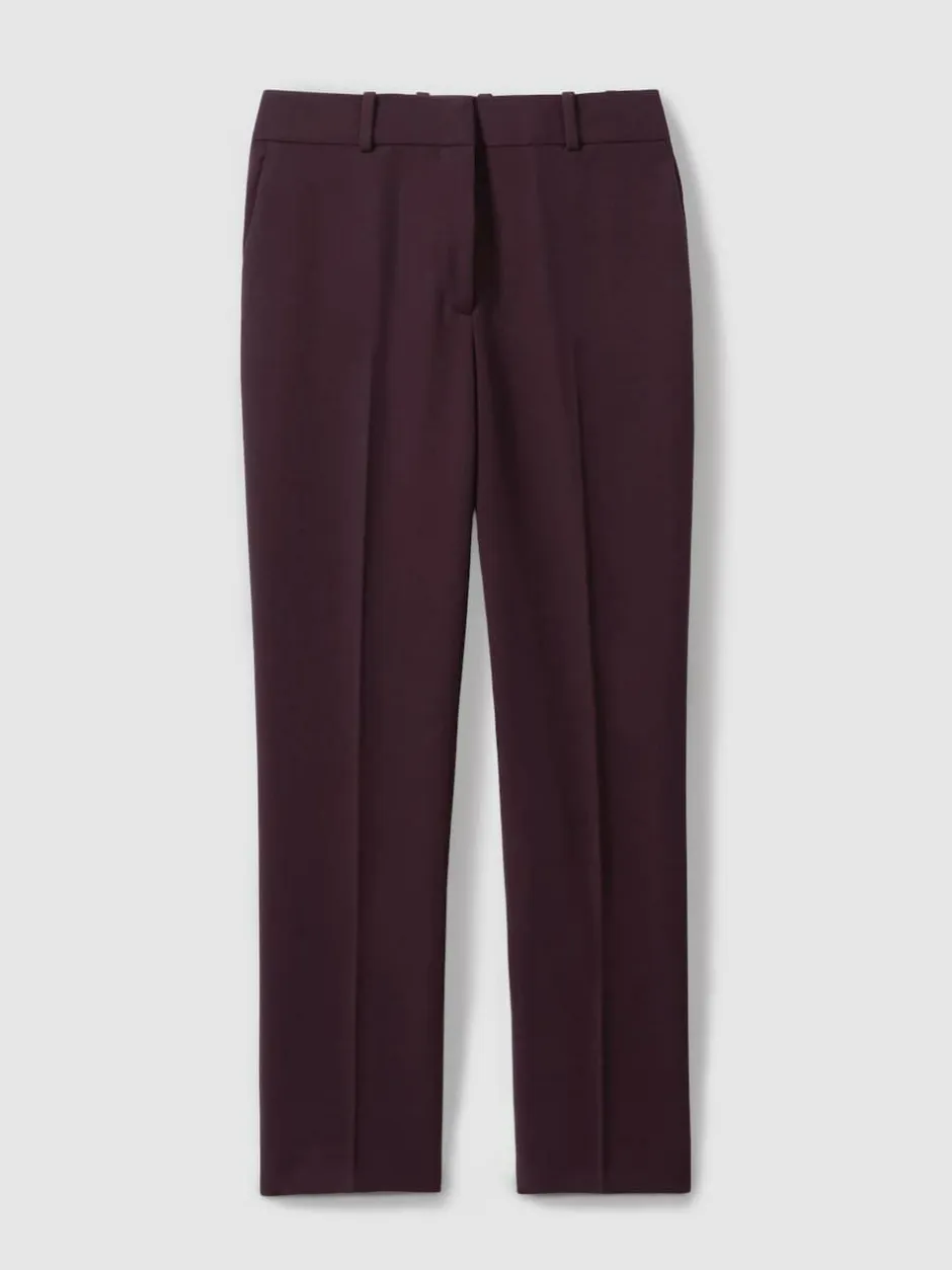 Reiss Gabi Petite Slim-Fit Suit Trousers Berry Hot