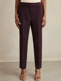 Reiss Gabi Petite Slim-Fit Suit Trousers Berry Hot