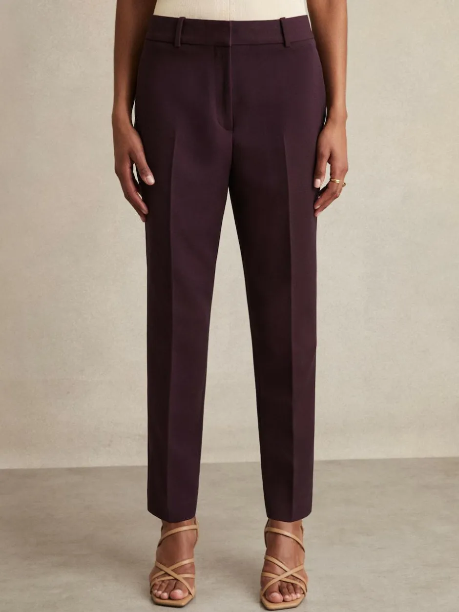 Reiss Gabi Petite Slim-Fit Suit Trousers Berry Hot