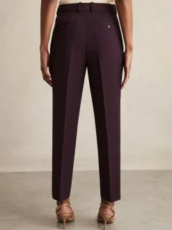 Reiss Gabi Petite Slim-Fit Suit Trousers Berry Hot