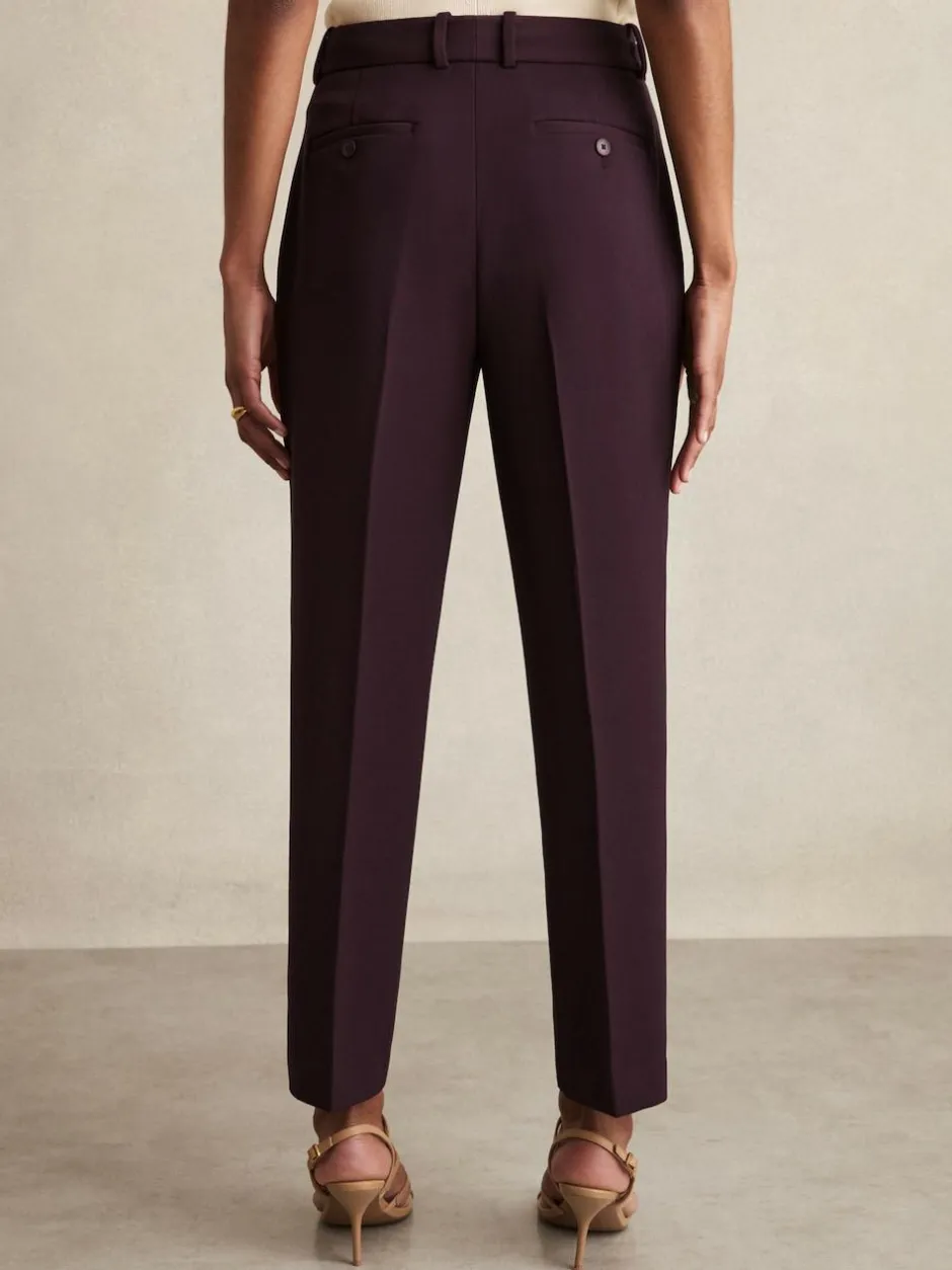 Reiss Gabi Petite Slim-Fit Suit Trousers Berry Hot