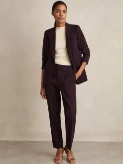 Reiss Gabi Petite Slim-Fit Suit Trousers Berry Hot