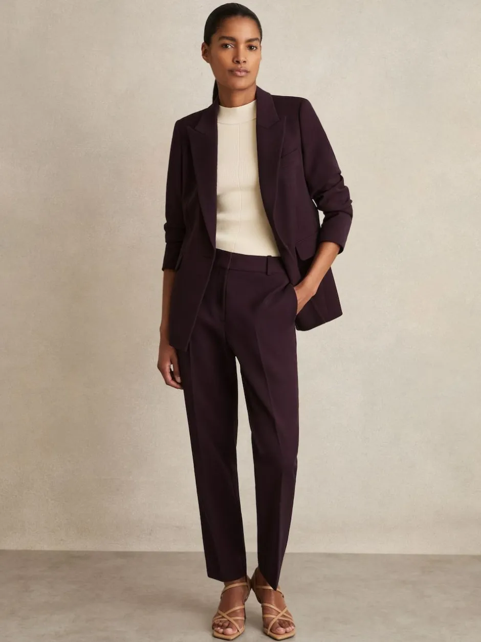Reiss Gabi Petite Slim-Fit Suit Trousers Berry Hot