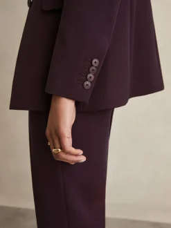 Reiss Gabi Petite Tailored Single Breasted Suit Blazer Berry