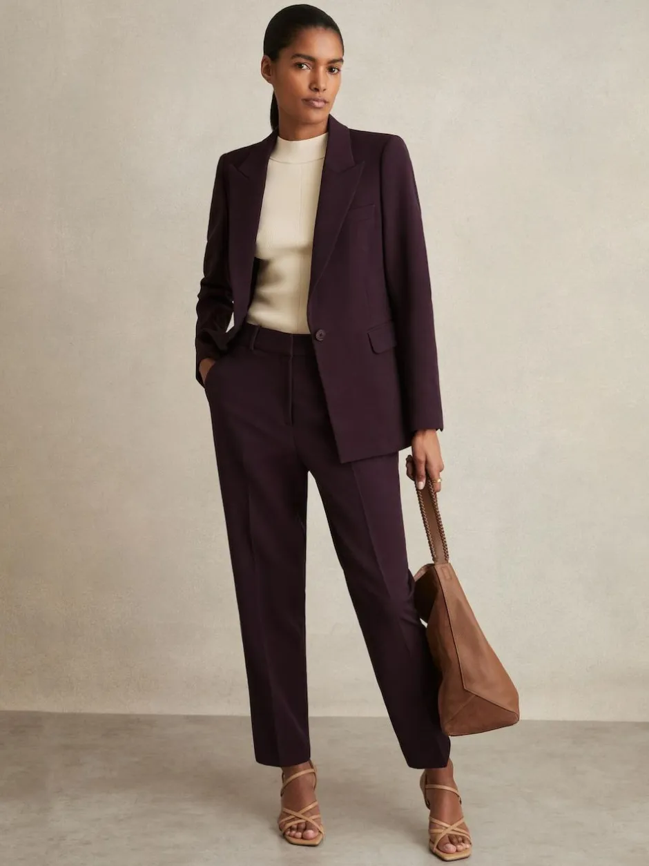 Reiss Gabi Tailored Single Breasted Suit Blazer Berry Sale