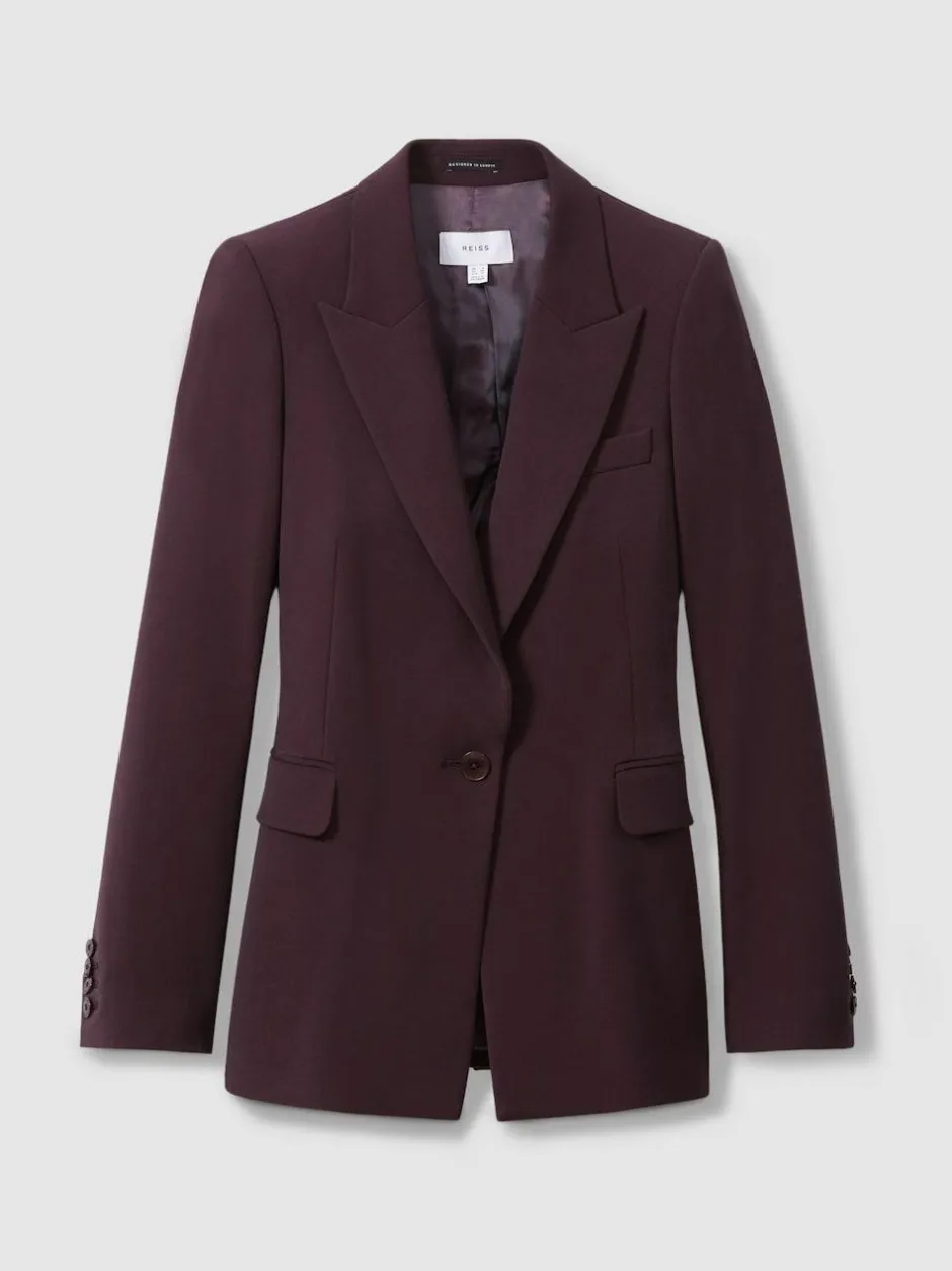Reiss Gabi Tailored Single Breasted Suit Blazer Berry Sale