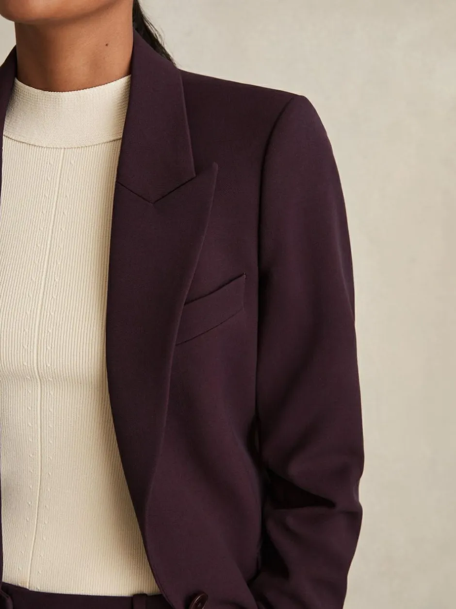 Reiss Gabi Tailored Single Breasted Suit Blazer Berry Sale