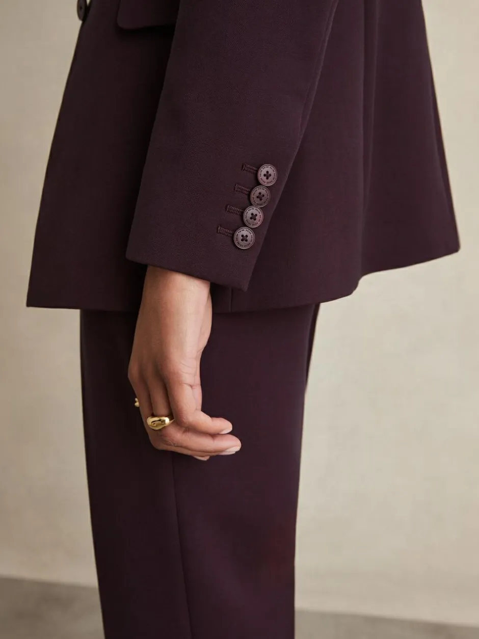 Reiss Gabi Tailored Single Breasted Suit Blazer Berry Sale