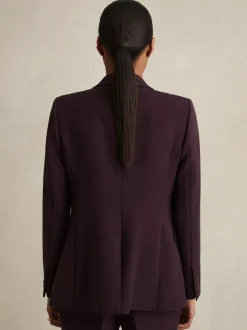 Reiss Gabi Tailored Single Breasted Suit Blazer Berry Sale