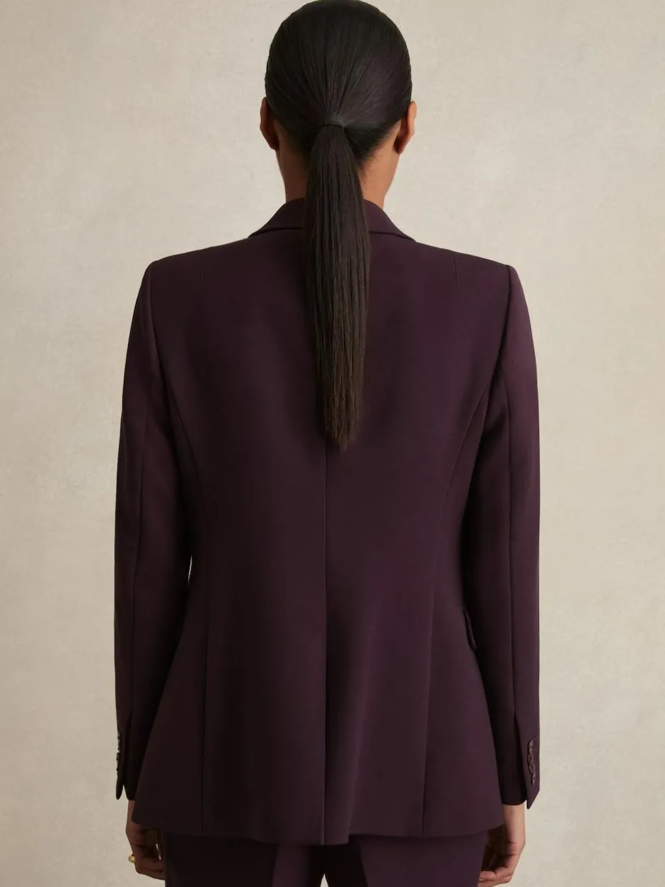 Reiss Gabi Tailored Single Breasted Suit Blazer Berry Sale