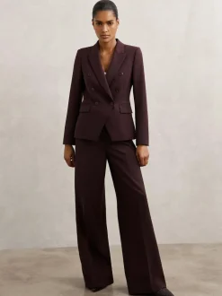 Reiss Gabi Wide-Leg Suit Trousers Berry Online