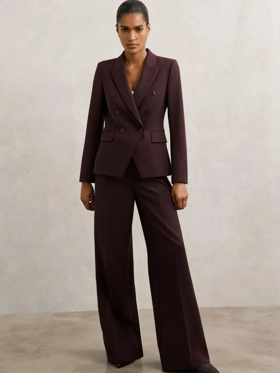 Reiss Gabi Wide-Leg Suit Trousers Berry Online