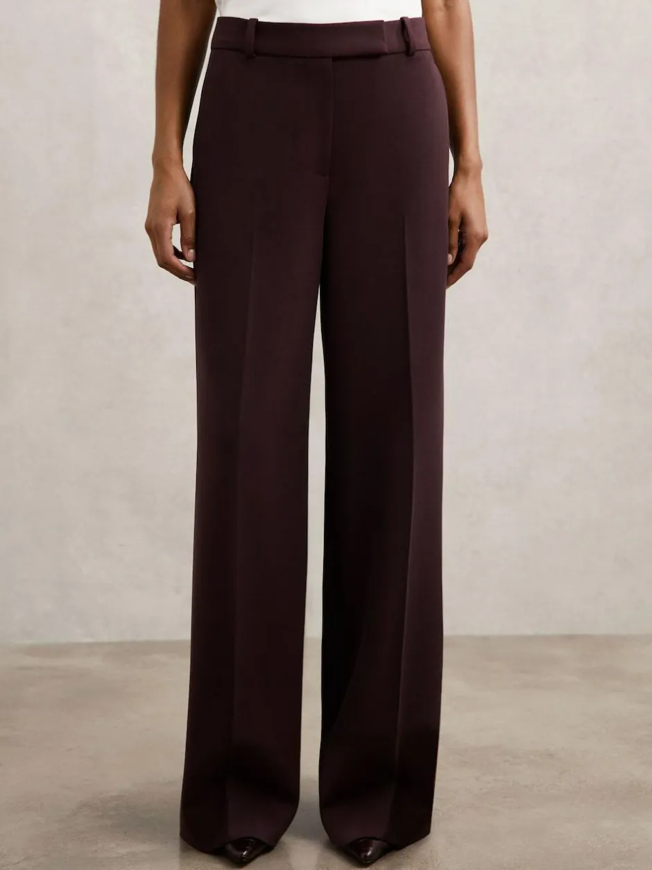 Reiss Gabi Wide-Leg Suit Trousers Berry Online