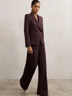 Reiss Gabi Wide-Leg Suit Trousers Berry Online