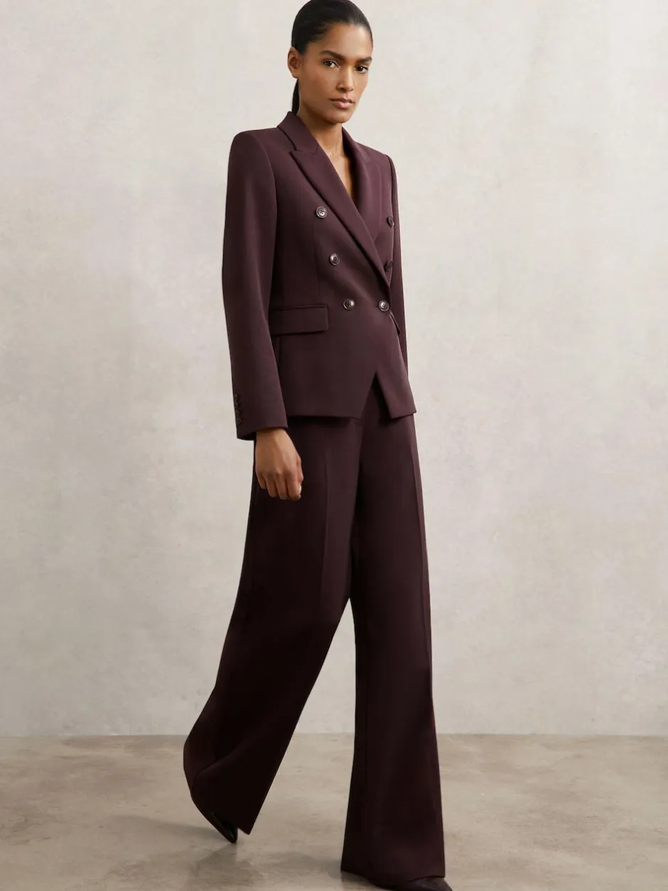 Reiss Gabi Wide-Leg Suit Trousers Berry Online