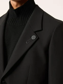 Reiss Black Arley Monogram Relaxed Single-Breasted Blazer Clearance