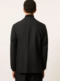 Reiss Black Arley Monogram Relaxed Single-Breasted Blazer Clearance