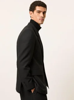 Reiss Black Arley Monogram Relaxed Single-Breasted Blazer Clearance