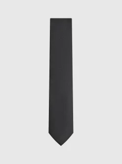Reiss Ceremony Textured Silk Blend Tie Black Sale
