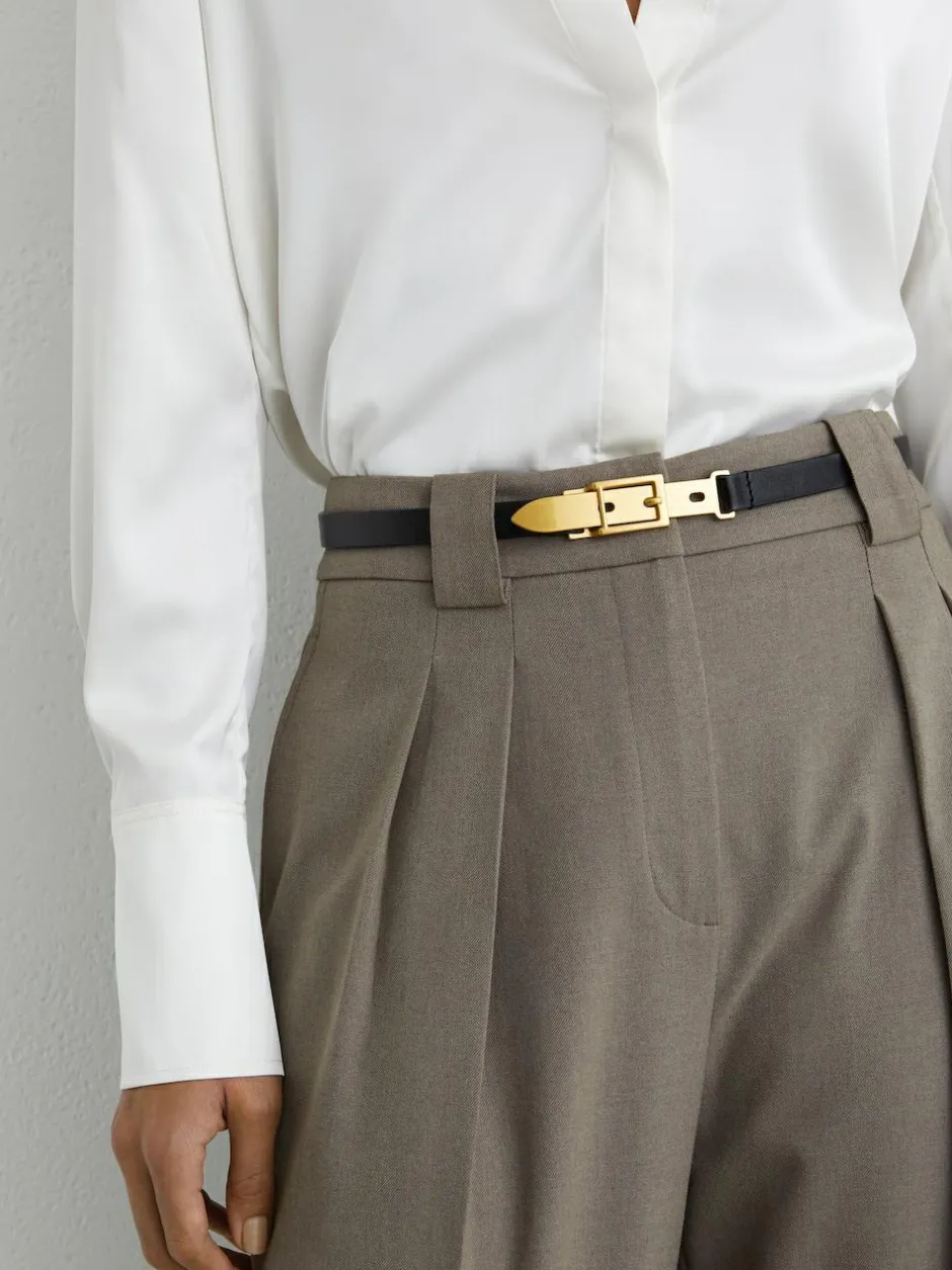 Reiss Black Cora Leather Buckle-Hardware Belt Sale