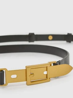 Reiss Black Cora Leather Buckle-Hardware Belt Sale
