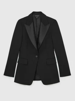 Reiss Black Della Atelier Single-Breasted Tuxedo Blazer New