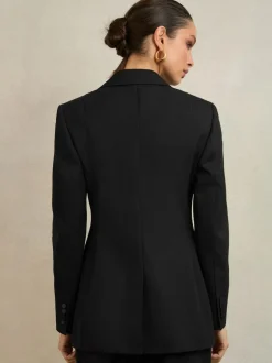 Reiss Black Della Atelier Single-Breasted Tuxedo Blazer New
