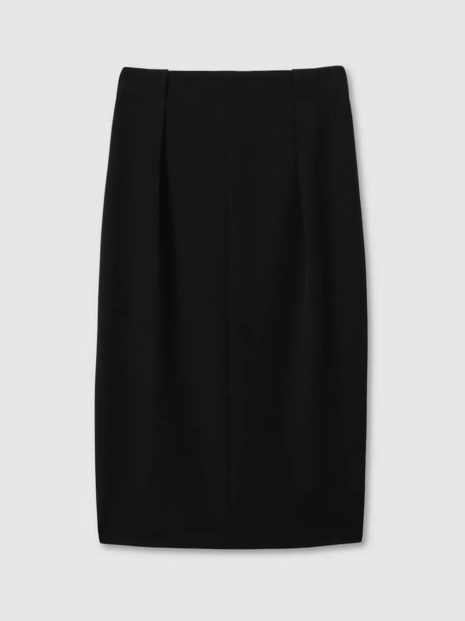 Reiss Gabi Tailored Midi Suit Skirt Black Outlet
