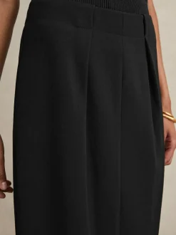Reiss Gabi Tailored Midi Suit Skirt Black Outlet
