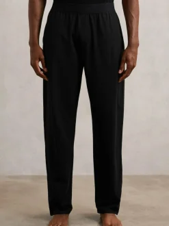 Reiss Hugo Cotton Jersey Logo-Waistband Joggers with Stretch Black Clearance