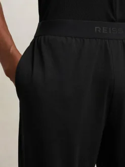 Reiss Hugo Cotton Jersey Logo-Waistband Joggers with Stretch Black Clearance