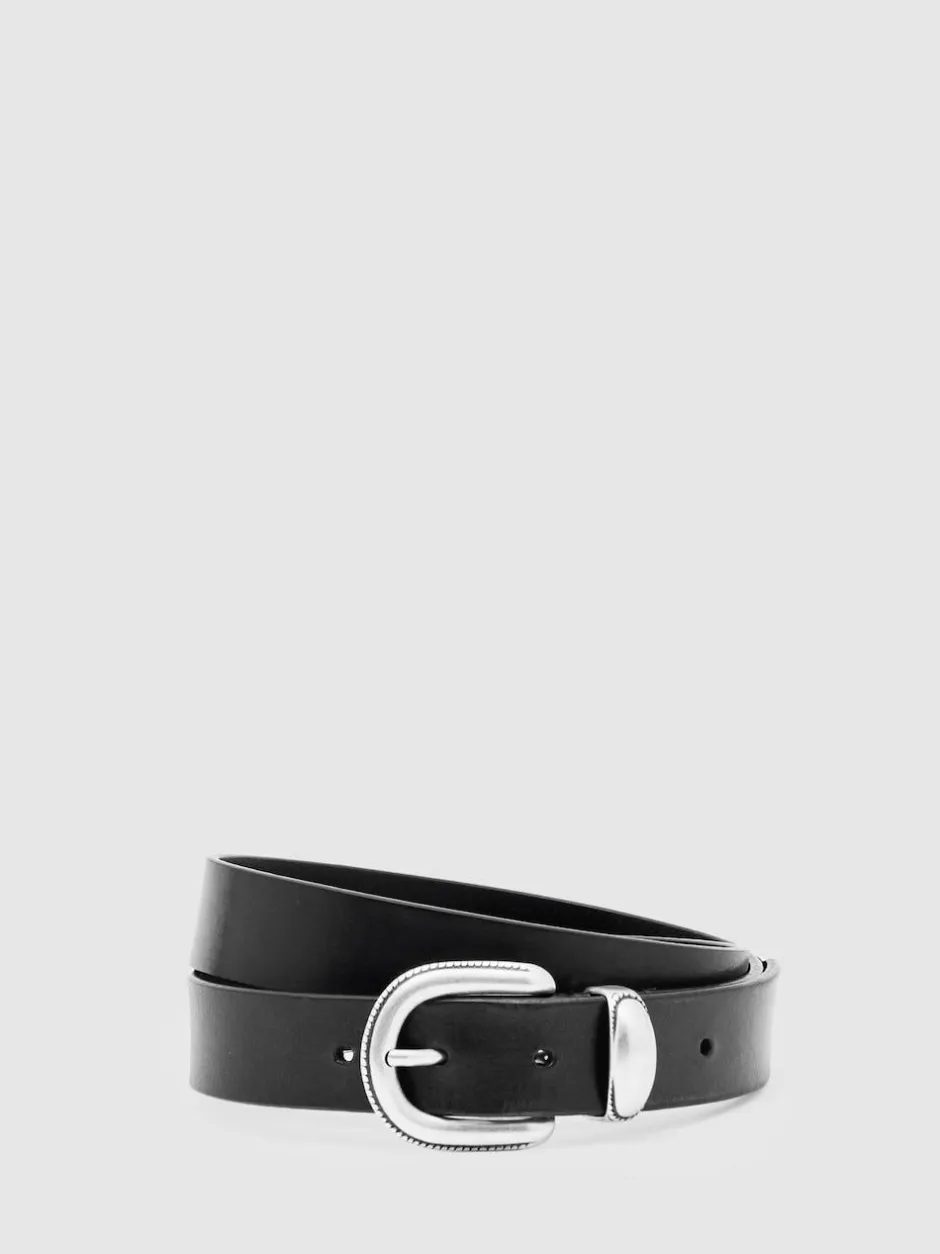 Reiss Jonny Leather Western Belt Black Outlet