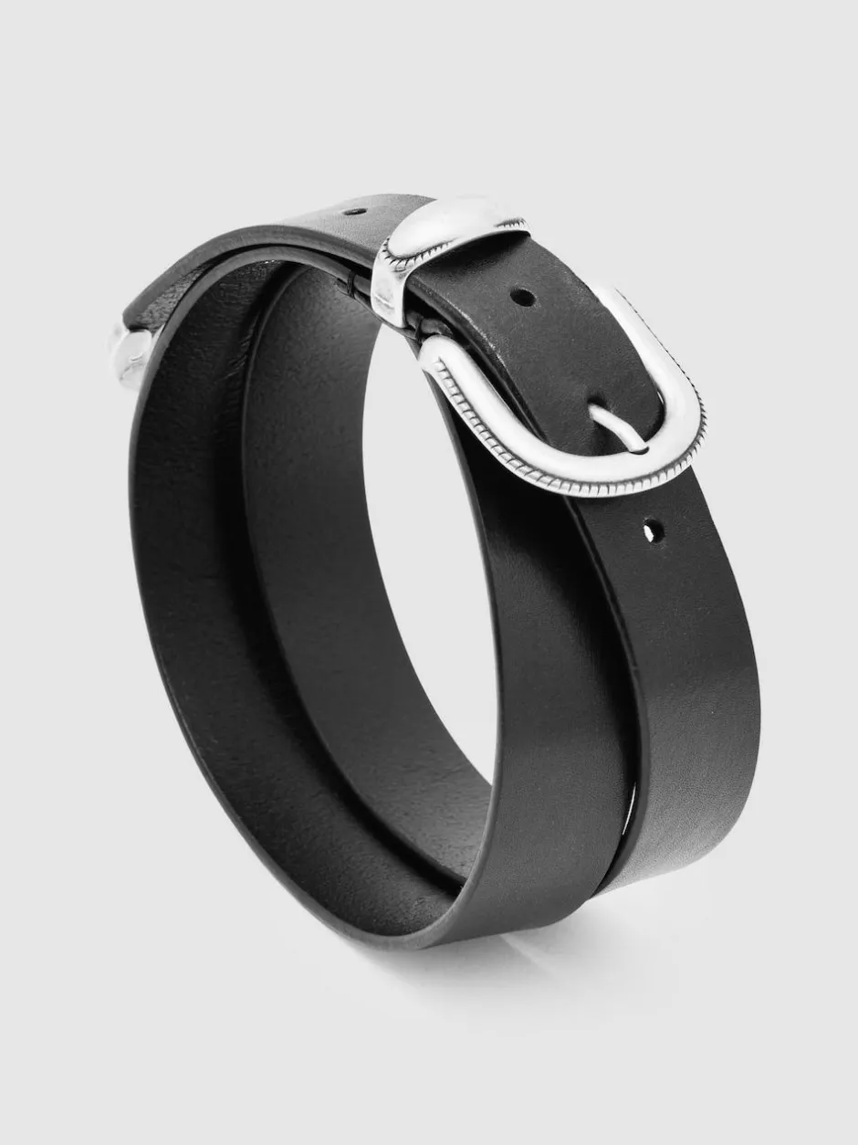 Reiss Jonny Leather Western Belt Black Outlet